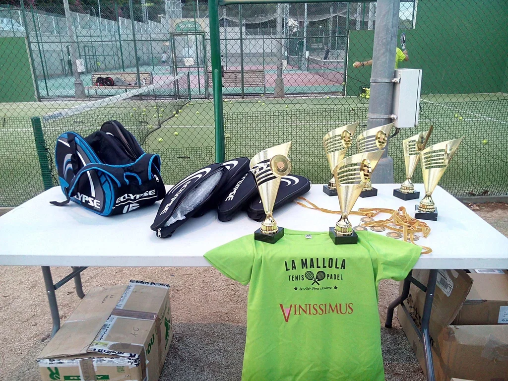 Camisetas y trofeos del torneo de la escuela