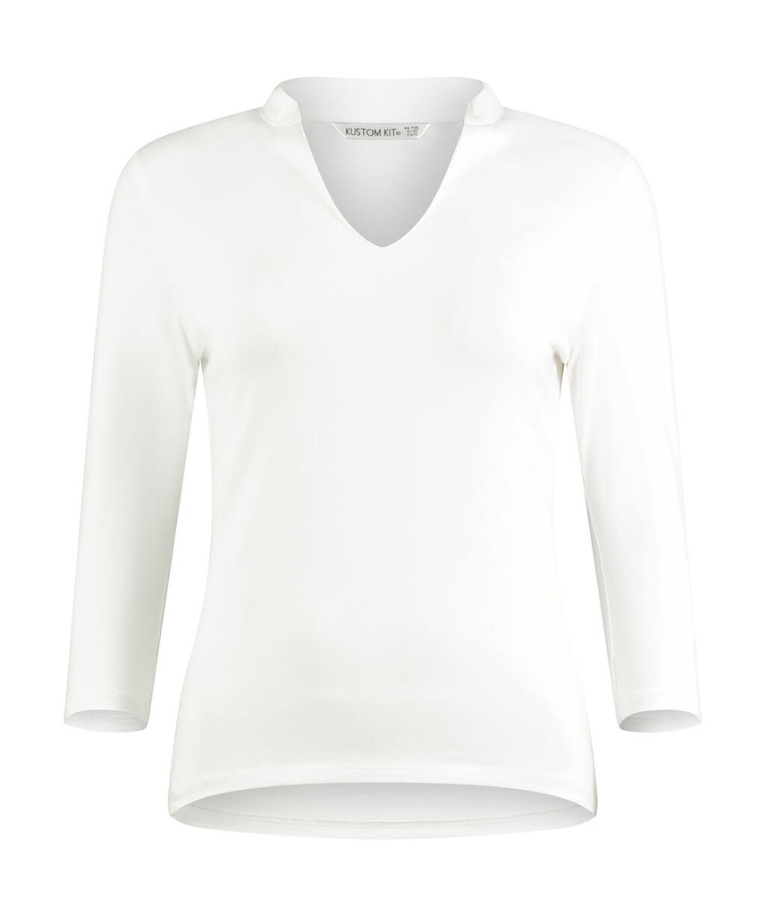 Camiseta Regular cuello mandarín y manga 3/4