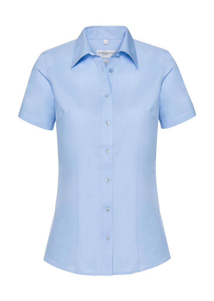 Camisa entallada manga corta Coolmax® mujer