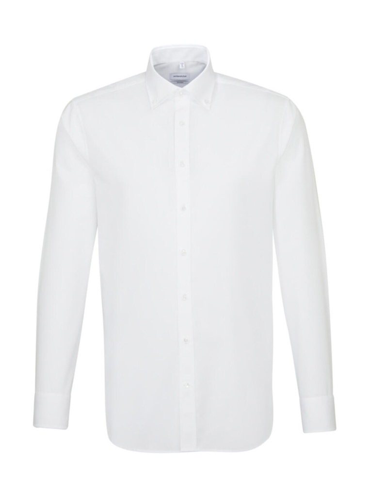 Camisa ajustada y abotonada en cuello Business